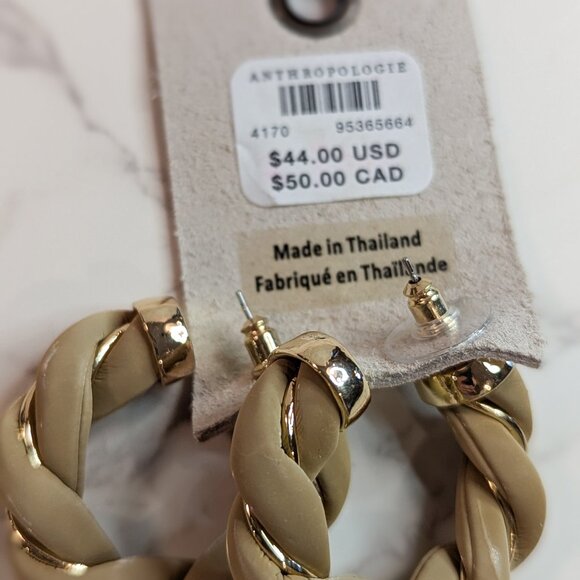 Anthropologie Faux-Leather Twist Hoop Earrings - Picture 5 of 6